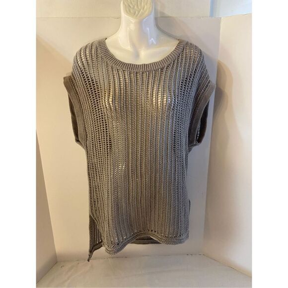 Apt. 9 crochet gray top high/low scoop neck rn#73277 - Picture 1 of 7